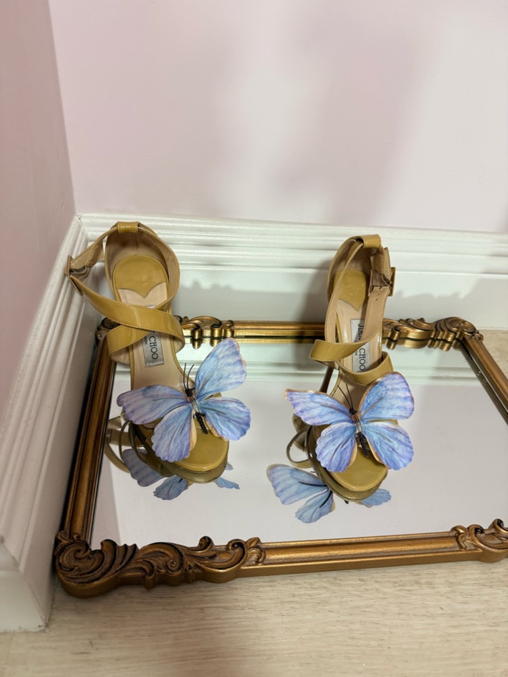 Jimmy Choo flower Orchid  Heels shoes pumps sandals 5.5-6 36 Y2K Carrie Bradshaw